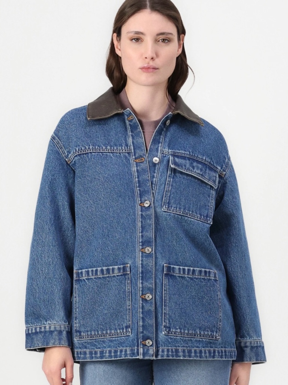 Abercrombie & Fitch Blue Denim Jacket with Dark Contrast Collar